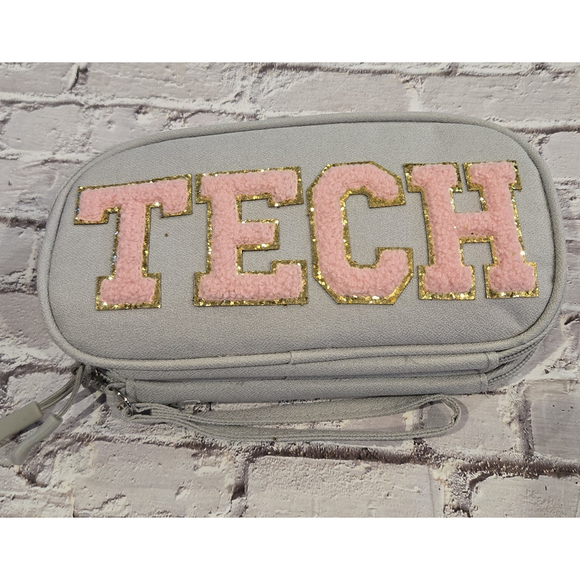 Unbranded Other - TECH Organizer Bag, Gray And Pink, Zipper Closures, Two Pockets, Wristlet Strap